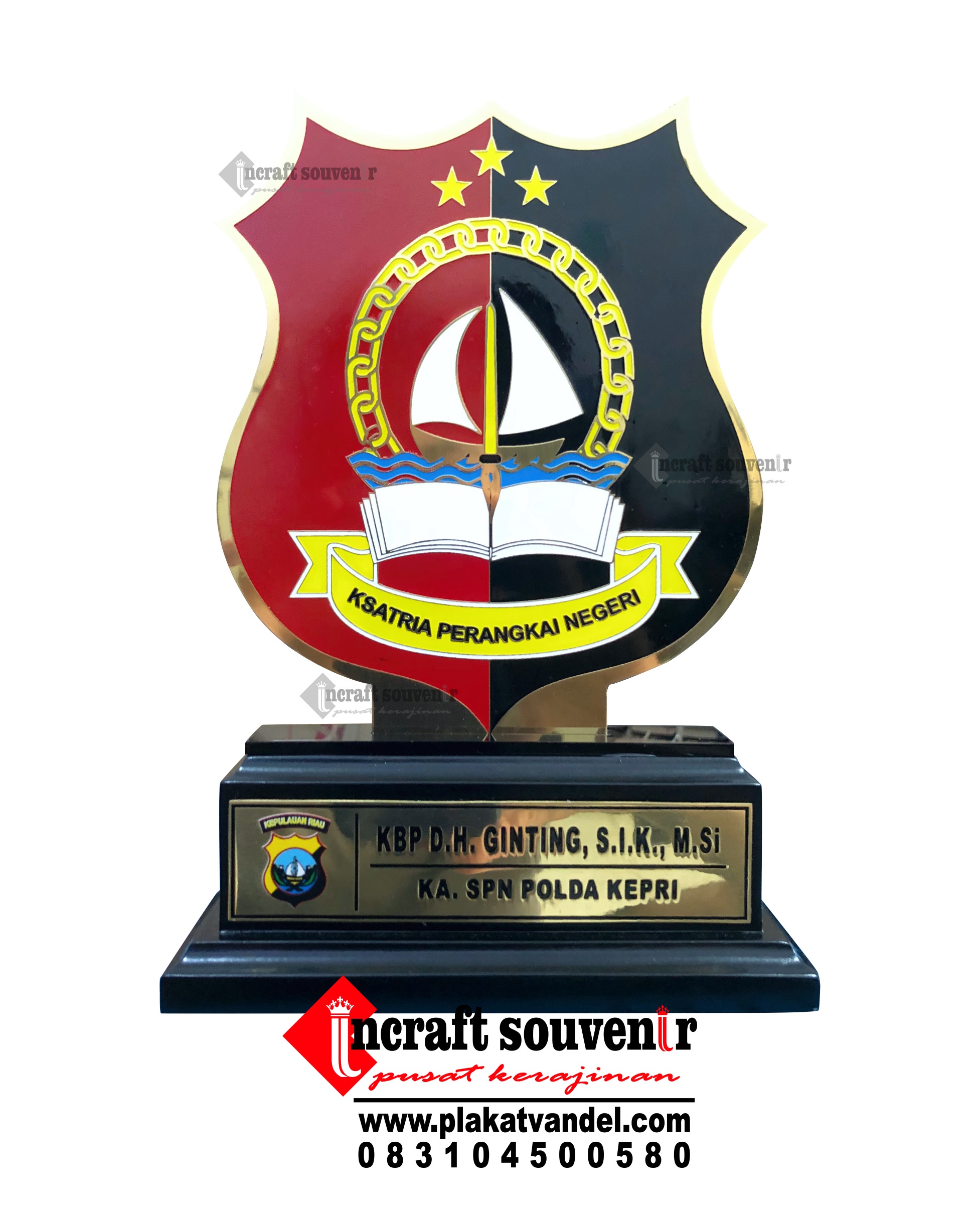 PLAKAT KAYU KUNINGAN CUSTOM POLDA KEPRI K36